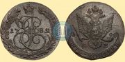 Медная монета 5 копеек 1782 года